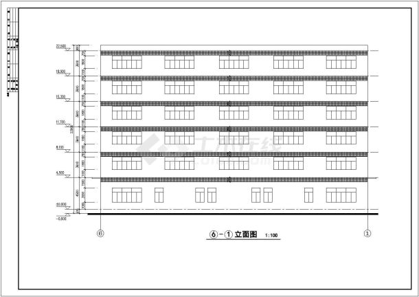 某地6层混凝土框架结构厂房建筑施工图纸-图二