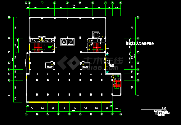 某酒楼大厦施工设计CAD平面方案图-图二