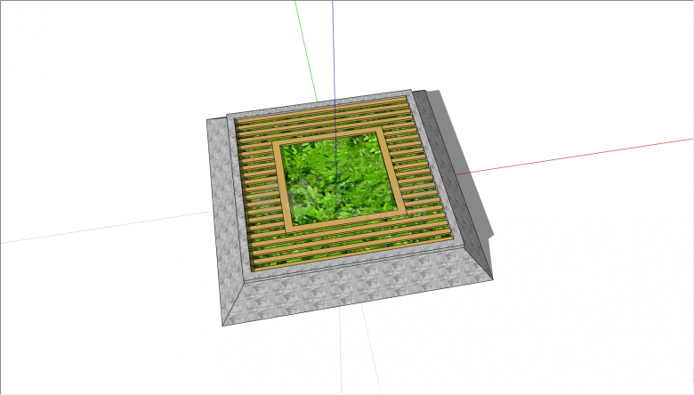 方形的中间带有绿色花池的凳子su模型-图二