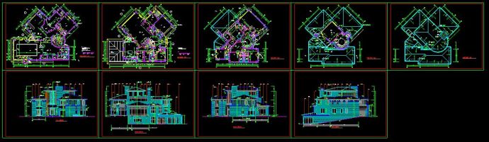 某经典多层别墅建筑设计cad全套施工图_图1