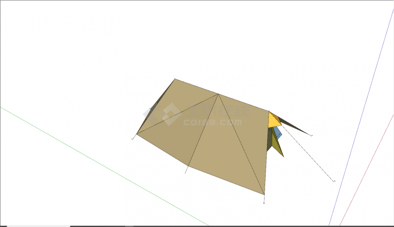 现代三角单人露营帐篷su模型-图二