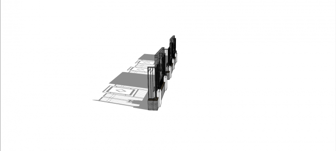 新中式方形镂空围墙su模型_图1