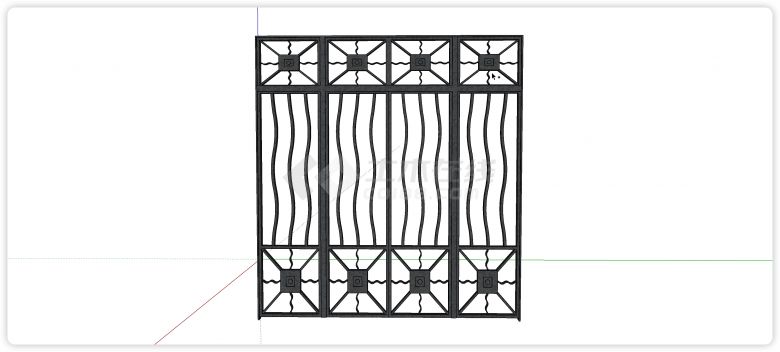 波浪线造型欧式铁艺门su模型-图一