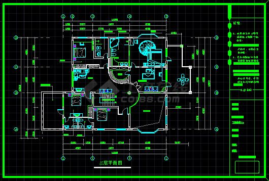 深圳古典元素三层别墅装修设计CAD图（含效果）-图二