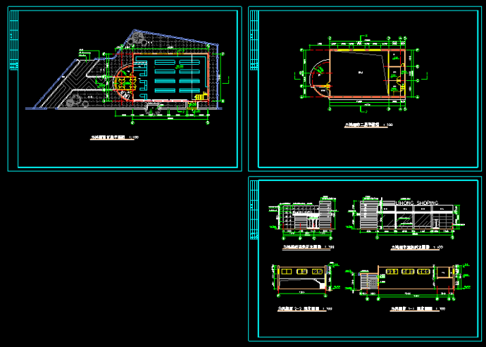 某超市CAD建筑设计平立面图及效果图_图1