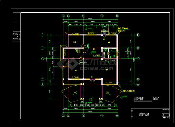 某框混结构私人别墅设计cad全套建筑结构图-图二