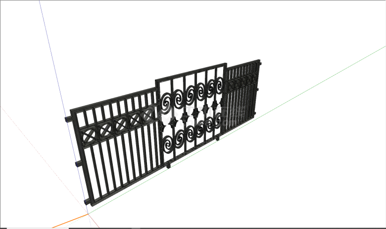 欧式旋转铁艺门su模型-图二