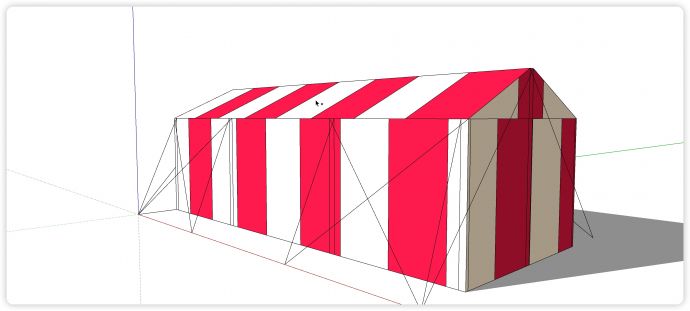 红白相间三角顶帐篷su模型_图1