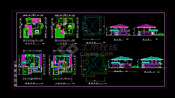 某地区某两套私家别墅设计cad建施图-图一