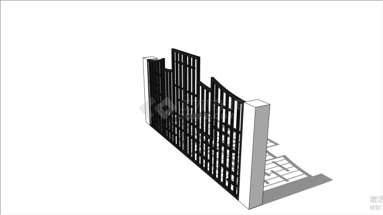 新中式铁艺外围栅栏su模型-图二