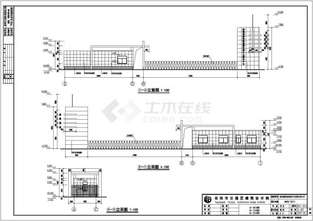 某办公区大门及门卫室全套设计施工图-图一