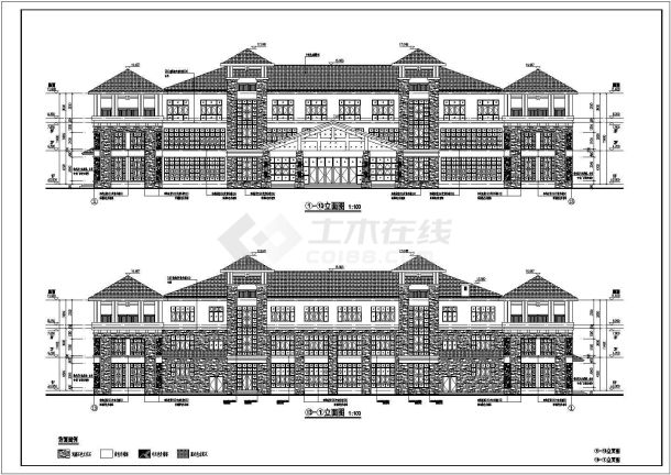 某农家乐庄园三层框剪结构酒店建筑设计施工图-图一