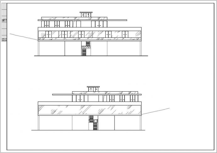 某4层钢框架结构服务中心建筑设计施工图_图1