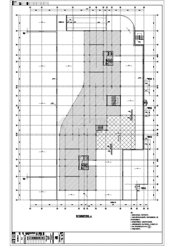 某人防地下两层框剪结构车库建筑设计施工图-图一