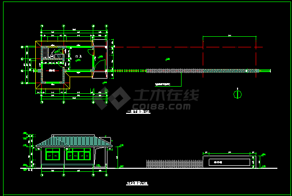 某办公楼门卫CAD建筑设计施工图-图二