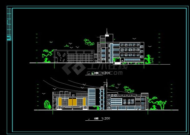 焦作大学新区艺术馆设计cad建施图-图二