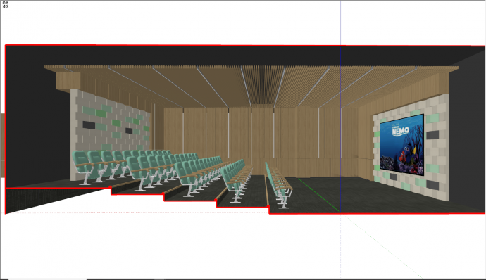 现代绿色座椅电影院su模型_图1