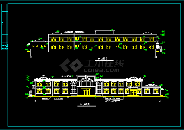 药浴中心建筑施工设计CAD平立剖方案图-图二