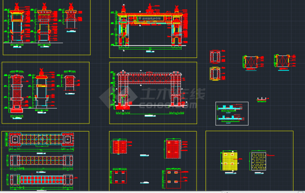 东莞市南城步行街门楼建筑设计CAD施工图-图一