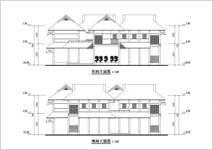 某地2层纯木结构傣族原生形态建筑设计方案图_图1