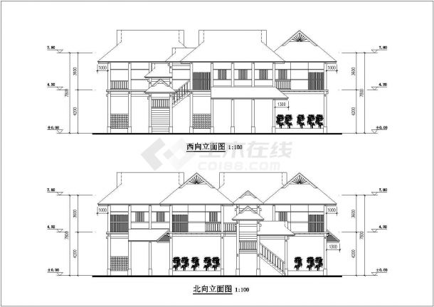 某地2层纯木结构傣族原生形态建筑设计方案图-图二