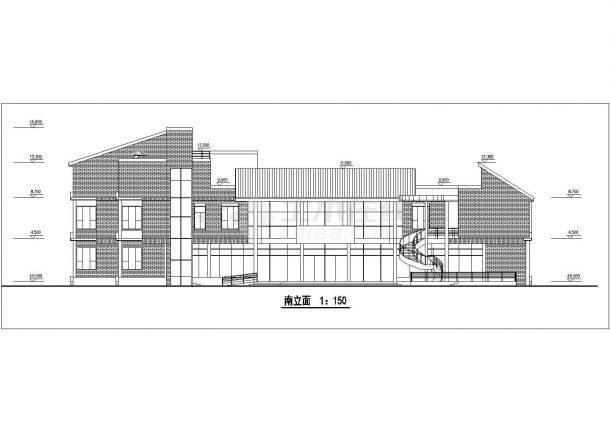 某地3层混凝土框架结构图书馆建筑设计方案图-图二