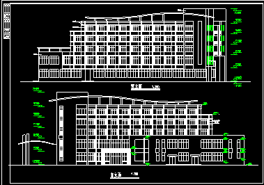 某中学综合楼及宿舍方案CAD平立剖面设计图-图二