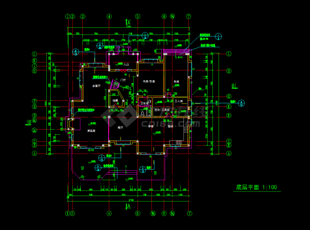 某地区某订制别墅设计cad建施图-图二