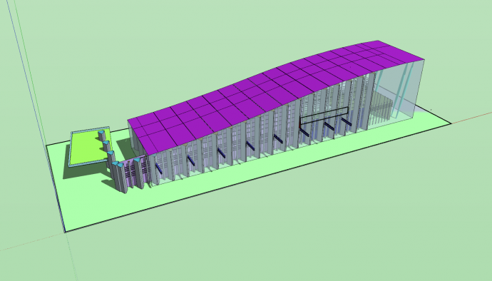 车站su模型紫色顶透明外观_图1