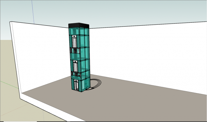 现代绿色玻璃透明建筑su模型_图1