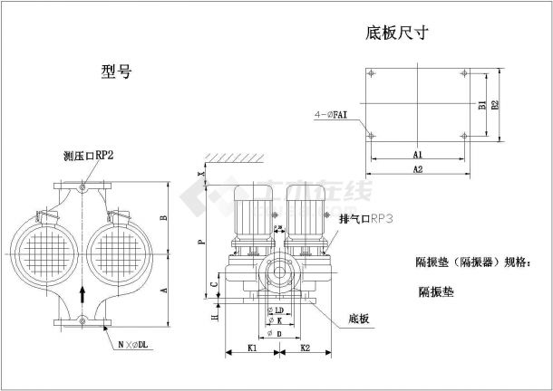 某厂家常用各种角度的水泵大样设计图-图二