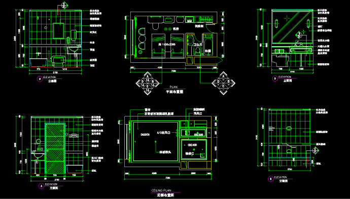 宾馆卫生间室内装修cad大样平立面施工图_图1
