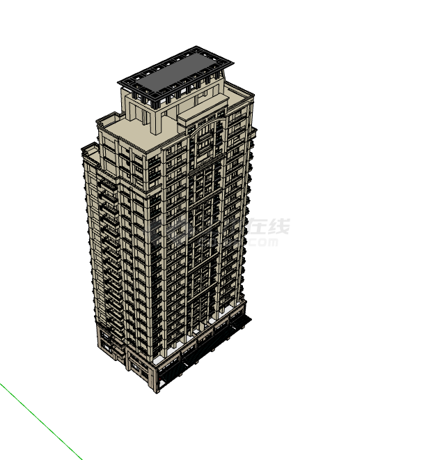现代大型高层公寓大楼su模型-图二
