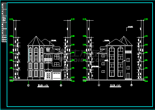 某复式别墅建筑cad施工方案设计图纸-图二