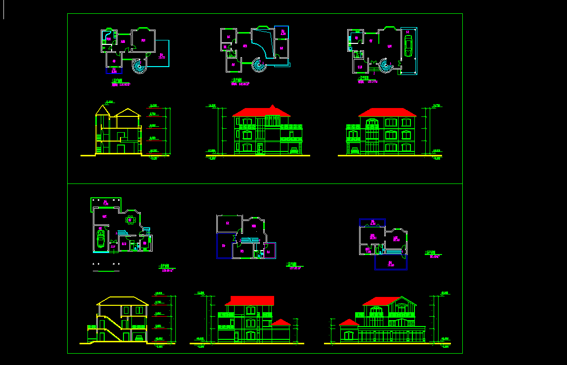 某地区某别墅住宅造型设计cad方案图