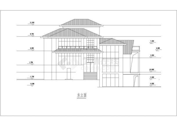 淮南三层框架结构别墅建筑设计方案图-图一