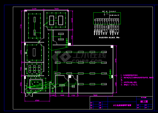 办公室照明插座网线CAD平面详细图-图二