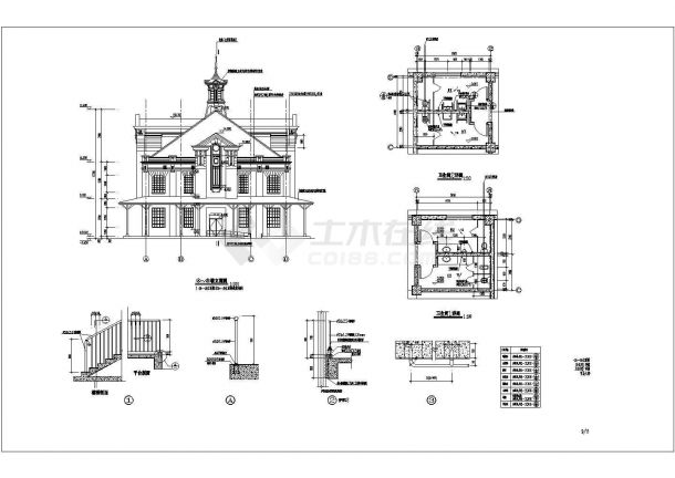 【江苏】三层框架结构法式风格商业楼建筑施工图纸-图二