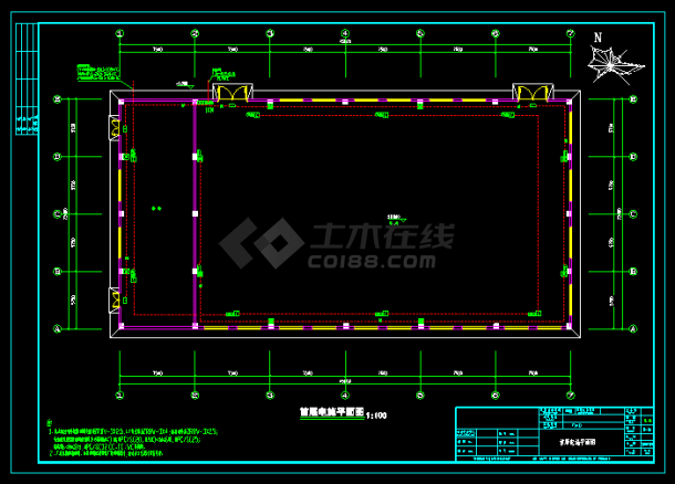 湖南某厂房电气照明施工设计CAD详图-图二