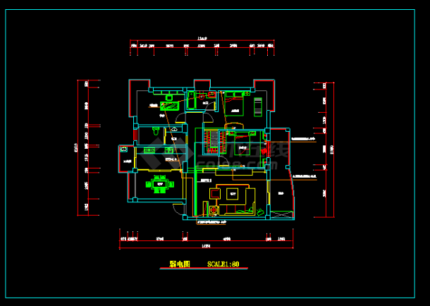 一套家装照明电路施工设计CAD详图-图二