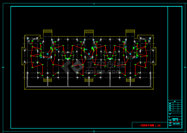 六层住宅楼电气照明布线CAD详图-图二