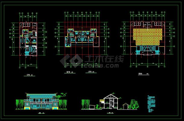 某地两层独院式农村住宅建筑设计cad方案图(含设计说明）-图一