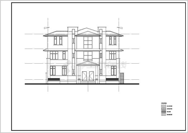 某3层框架结构别墅建筑方案设计图-图二