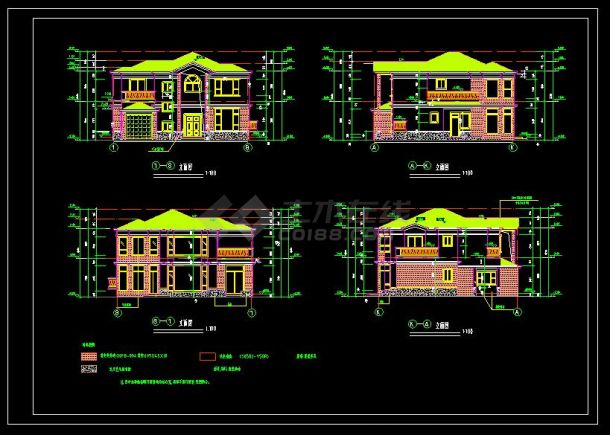 某地多层特色别墅建筑设计方案cad施工图(含设计说明）-图二