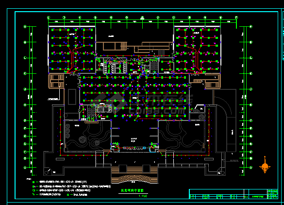 某图书馆电气布线施工设计CAD详图-图二