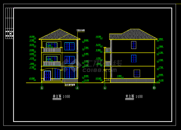 3层小别墅全套cad建筑结构设计详细图纸-图二