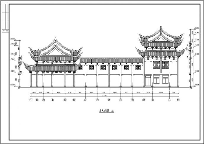 南方某2层框架结构仿古戏台建筑结构方案图_图1