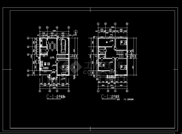 某地区多个户型别墅设计cad建施图-图二