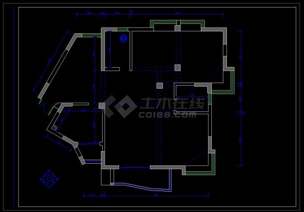某住宅区大三居室内装修设计方案cad施工图(含设计说明）-图二