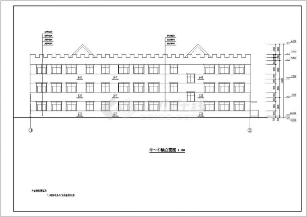 某乡镇三层框架幼儿园建筑设计施工图-图二